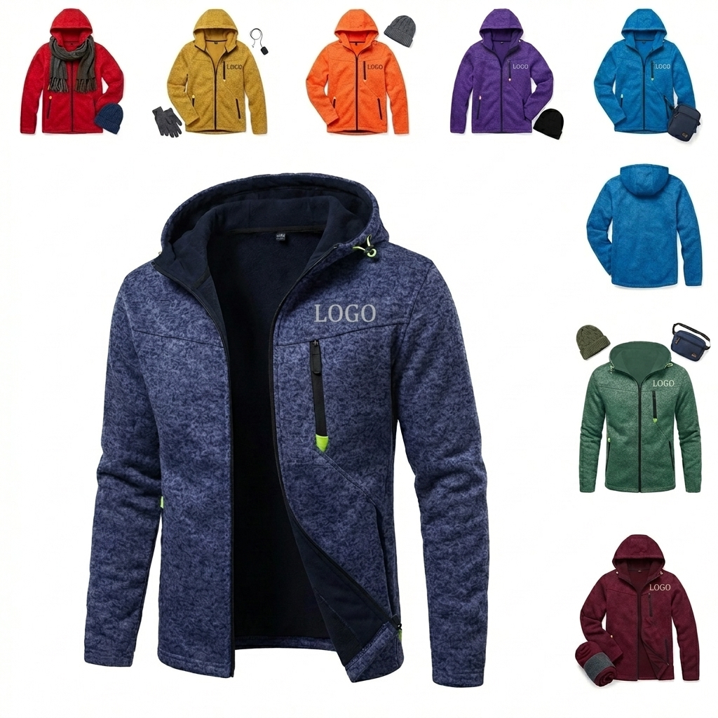 Classic Soft-Touch Men's Fleece Jacket - Everyday Comfort Hooded Sweatshirt for Sports & Leisure