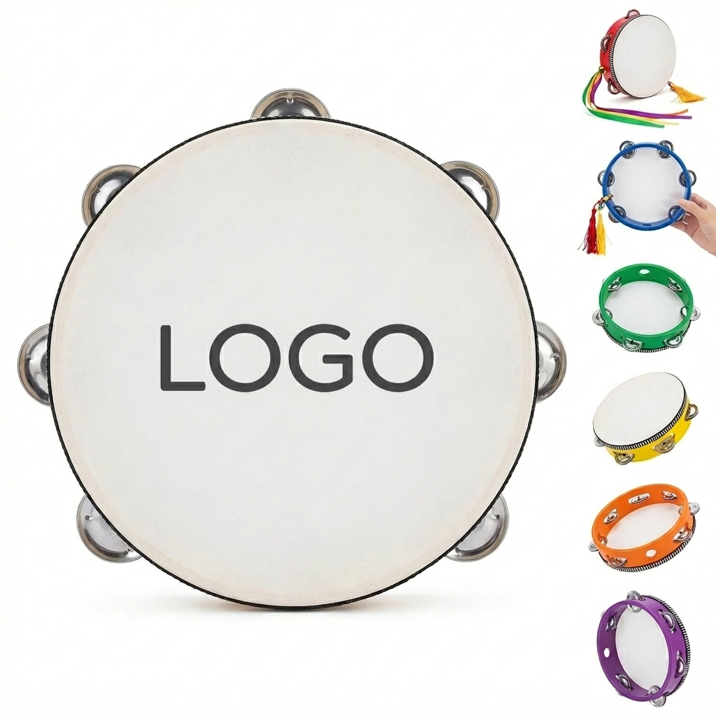 Wooden Handheld Tambourine with Jingles for Kids Music Play