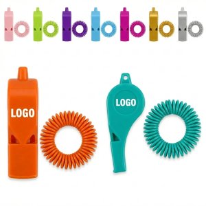 Safety Whistle Keychain with Expandable Wrist Coil for Runners and Walkers