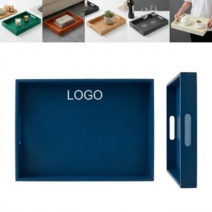 Dark Blue Wooden Serving Tray for Espresso Machines & Bedside