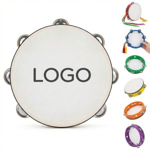 Wooden Handheld Tambourine with Jingles for Kids Music Play