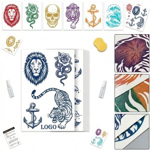 Vibrant 2D Line Art Forearm Tattoo Stickers - Lasts 4-6 Days