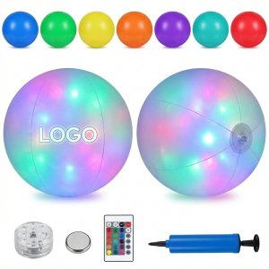 16" LED Color Changing Glow in Dark Beach Ball with Floating Pool Lights